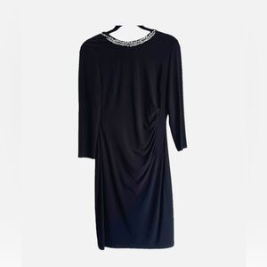Ralph Lauren Jeweled neck rusched side cocktail dress. Black size 14